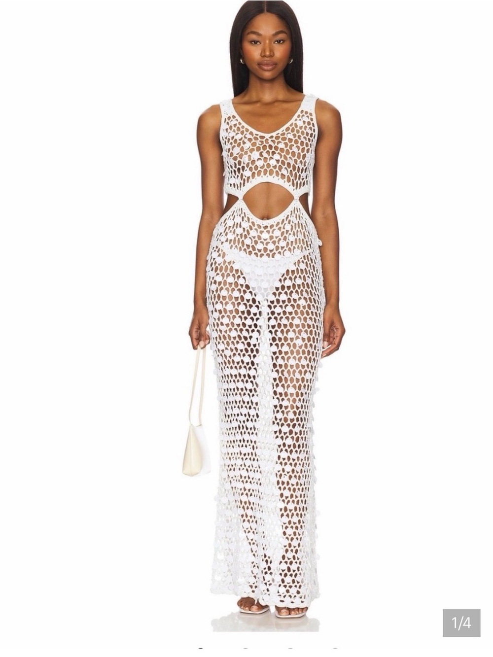 superdown White Crochet Cutout Maxi Dress